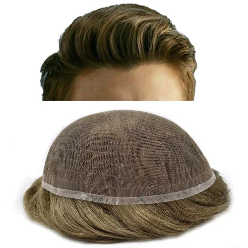 Vista 127 de PUNRU HAIR Completo Swiss Lace Toupee para hombres Sistema de cabello humano real Sistema de reemplazo de cabello humano para hombre Toupee