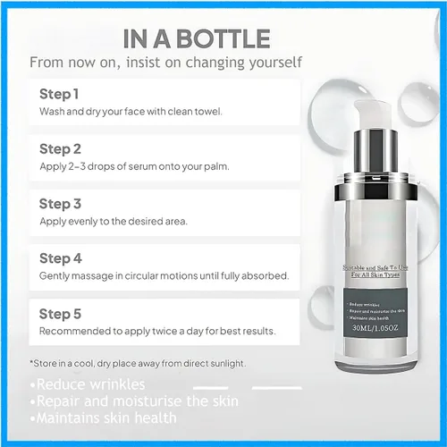 Vista 5 de Hidratante facial. Suero facial de solución de stock. Suero de envejecimiento para la cara 【Paquete de prueba 1 botella】lt solo puede aligerar