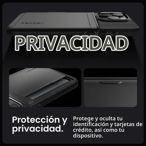 Vista 4 de Spigen Slim Armor CS - Funda diseñada para iPhone 15 Pro Max (2023) [protección de grado militar], color negro