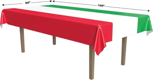 Vista 2 de Beistle Mantel internacional, 54 x 108 pulgadas, mantel de plástico, mantel rectangular, decoraciones italianas, mantel mexicano, decoraciones