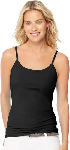 Vista 2 de Hanes Womens Juego de 3 tirantes de algodón elástico con estante integrado, Negro, L