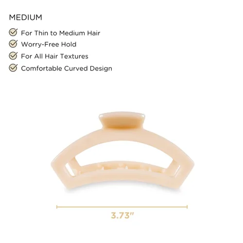 Vista 3 de TELETIES - Pinza para cabello media abierta - Para cabello de fino a medianamente grueso - Agarre fuerte, dientes flexibles, diseño de recorte