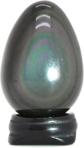 Vista 18 de Justinstones Huevo de obsidiana negra natural, cristal curativo, meditación de chakras, piedra de decoración de oficina en casa con soporte de piedra