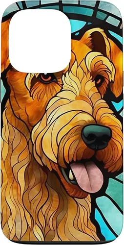 Vista 10 de Airedale Terrier Dog Stained Glass Case for iPhone 17