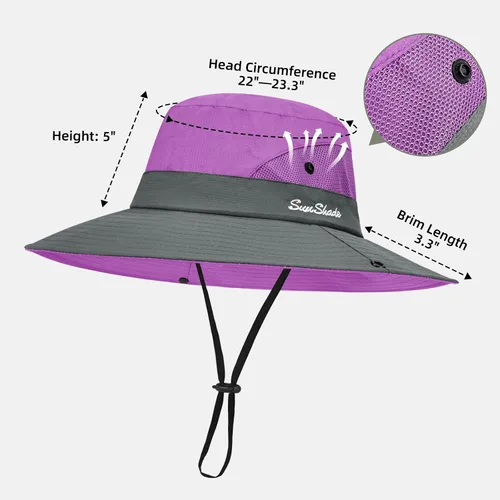 Vista 93 de Rosoz Sombreros de cola de caballo para mujer, protección UV, ala ancha 1 paquete-negro
