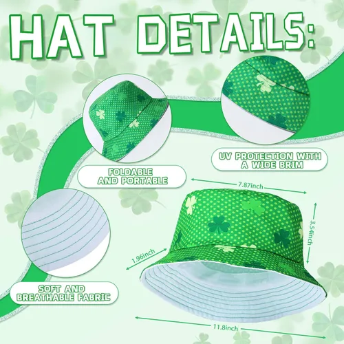 Vista 3 de Wigood Collares del día de San Patricio con cubierta de trébol verde, sombrero superior, collares de cuentas metálicas para disfraces de fiesta