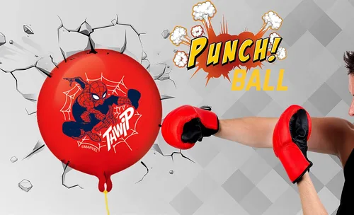 Vista 4 de Marvel Avengers Punch Balloon Ball Hulk, Iron Man y Spiderman Fidget Toy Inflable Big Bounce Ball Alivio del Estrés Juguete para Niños y Adultos