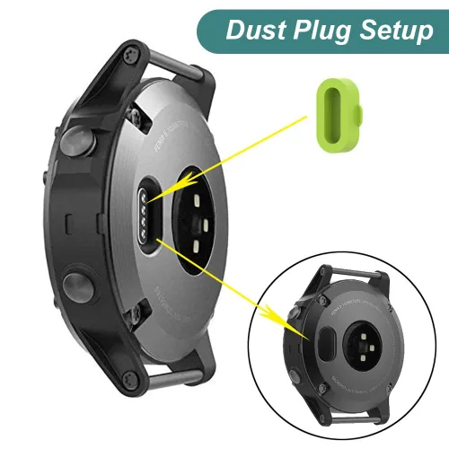 Vista 6 de Kissmart Cargador para Garmin Instinct 3 2 2S 2X, cable de carga USB de repuesto más un protector de puerto de carga de silicona verde, enchufe