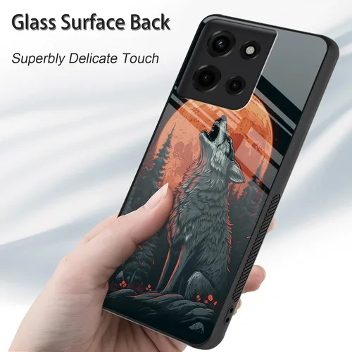 Vista 90 de Funda para Motorola Moto Edge 2022, cubierta trasera de vidrio templado con protector de pantalla, funda protectora a prueba de golpes para Motorola