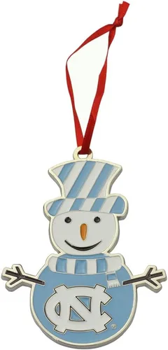 Vista 15 de BYU Cougars (Brigham Young University) Adorno de Navidad de metal con muñeco de nieve