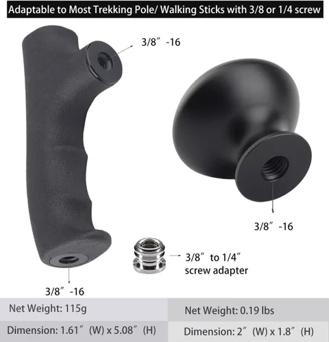 Vista 7 de Mango monopie + perilla de agarre para cabeza de bastón de trekking con brújula para senderismo, monopie convertido en bastón