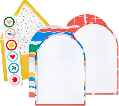 Vista 10 de Tarjetas de nota personalizables con confeti de Hallmark con pegatinas (12 tarjetas en blanco con sobres) para cumpleaños, agradecimiento