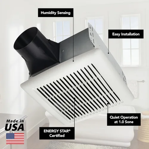 Vista 4 de Broan-NuTone AE110S Invent ENERGY STAR Ventilador certificado 110 CFM 1.0 Sones, blanco