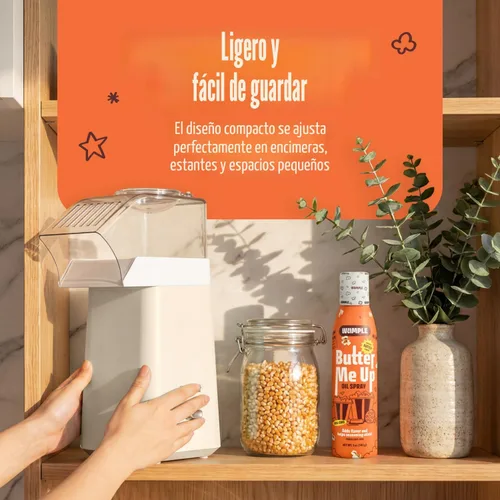 Vista 6 de Máquina de palomitas de maíz de aire caliente – Máquina eléctrica de palomitas de maíz de 14 tazas, sin aceite, 1200 W – Incluye taza medidora