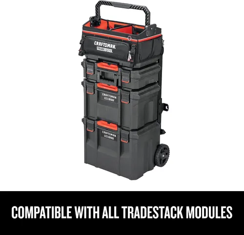 Vista 5 de CRAFTSMAN TRADESTACK Bolsa de herramientas del sistema, bolsa de herramientas de boca abierta resistente, parte inferior dura impermeable, mango