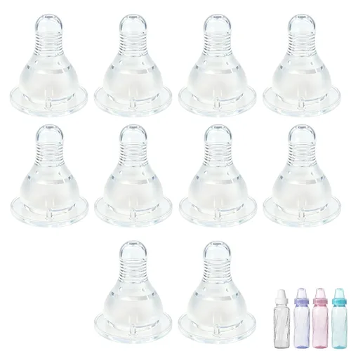 Vista 12 de Tetinas de repuesto compatibles con Evenflo Feeding Classic de plástico tintado estándar y botellas de vidrio clásicas, flujo lento, 3.3 ft+ Blanco