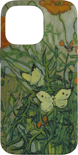 Vista 21 de Vincent Van Gogh - Carcasa para iPhone 17, diseño de mariposas y amapolas
