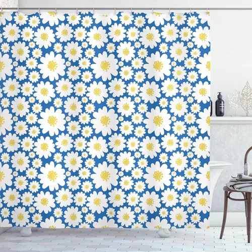 Vista 40 de Ambesonne set de cortina para baño decorativa de tela de poliéster con ganchos