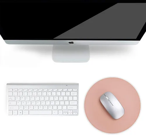 Vista 3 de YSAGi Paquete de 2 alfombrillas para mouse, ultra finas e impermeables, de piel de PVC, bordes cosidos, funciona para computadoras, portátiles, todo