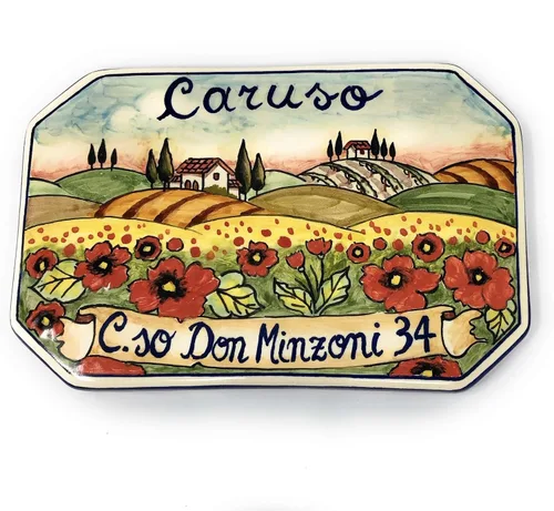 Vista 5 de CERAMICHE D'ARTE PARRINI - Azulejo de cerámica italiana de cerámica personalizada Número de casa placas de dirección cívica Paisaje decorado a mano