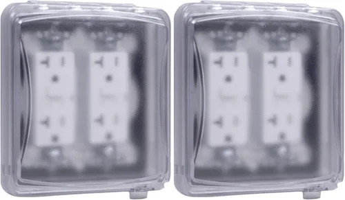 Vista 8 de TayMac MM1410C Configuraciones 55-en-1 de 2-Gang, Cubierta Plana de Plástico Vertical Resistente a la Intemperie, Transparente
