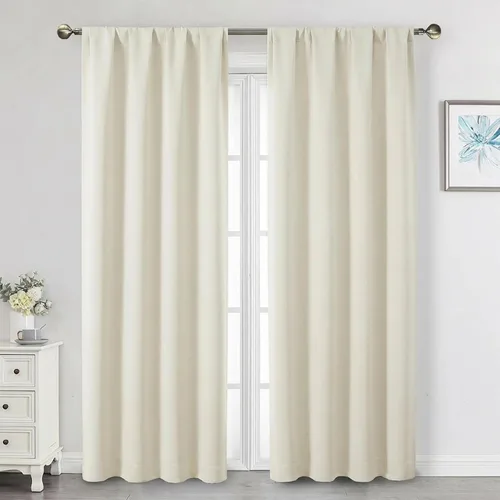 Vista 19 de Cortinas opacas para dormitorio, sala de estar, juego de 2 paneles de 54 pulgadas de largo, cortinas de oscurecimiento de habitación con aislamiento