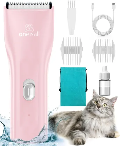 Vista 12 de oneisall Cortapelos para mascotas para gatos con pelo mate, afeitadora Verde