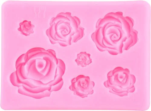 Vista 6 de Moldes de silicona para decoración de pasteles, decoración de cupcakes, caramelo y goma de mascar de chocolate, arcilla polimérica, juego de 7