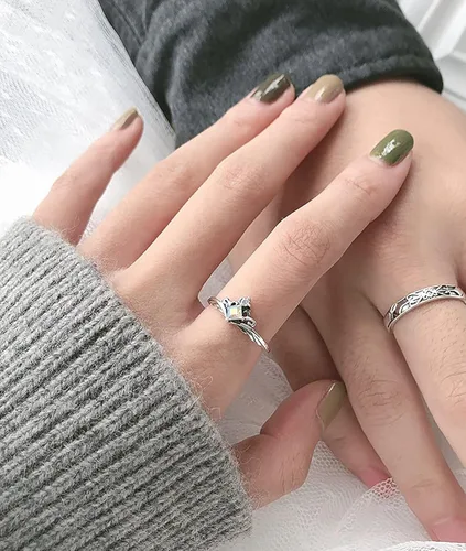 Vista 4 de Corona de princesa y caballero para parejas, anillo de promesa con piedra lunar para mujeres, hombres, ella, él, mejor amigo, juego de 2 anillos