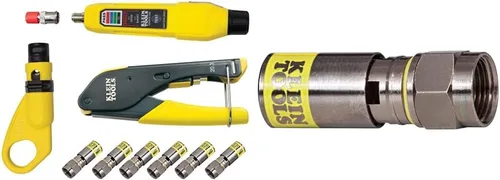 Vista 8 de Klein Tools Kit de instalación de cable coaxial + crimpador/pelador/cortador modulares