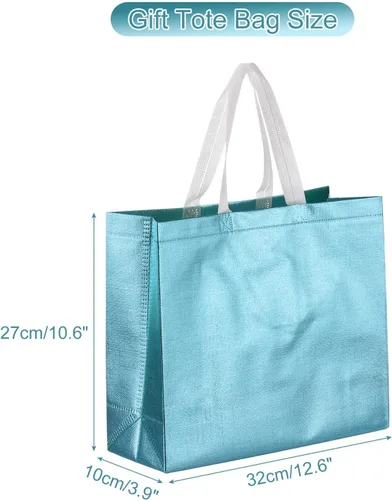 Vista 2 de MECCANIXITY 60 bolsas de regalo reutilizables, bolsa de compras brillante con asas para fiestas de cumpleaños, bodas, Navidad