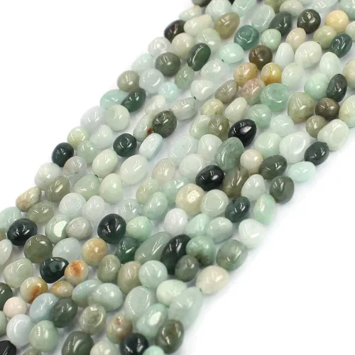 Vista 4 de Joyería artesanal natural de 0.236 x 0.315 in, forma libre, pepita, Birmania, una jadeíta, jade, piedras preciosas espaciadoras, cuentas sueltas