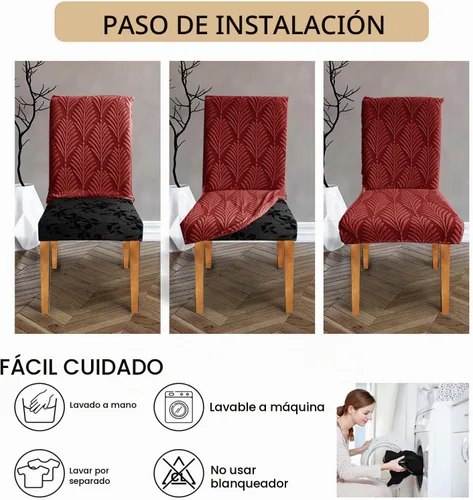 Vista 5 de Juego de 2 fundas para sillas de comedor, fundas elásticas para sillas de comedor, extraíbles y lavables, para el hogar, cocina, banquete, ceremonia