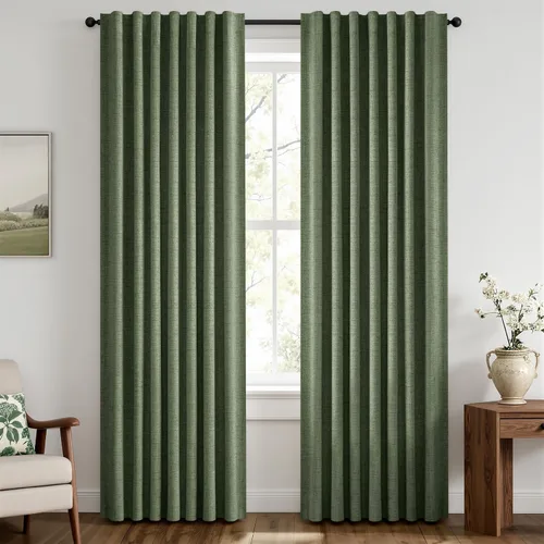 Vista 9 de MIULEE Cortinas de lino 100% opacas para dormitorio, marfil sólido, decoración de lujo, aislamiento térmico, cortinas oscurecedoras para sala