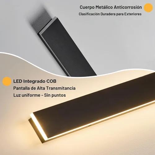 Vista 8 de Luces de pared modernas para exteriores de 39 pulgadas, 2700 K-6500 K, aplique de pared al aire libre regulable seleccionable con control remoto