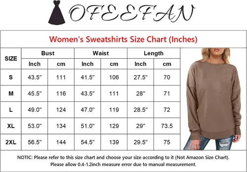 Vista 5 de OFEEFAN - Sudaderas para mujeres, cuello redondo, camisetas tipo túnica de manga larga para otoño para usar con leggings