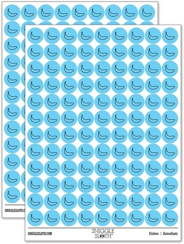 Vista 12 de Banana Fruit Outline 200+ pegatinas redondas - Acabado brillante - Tamaño de 0.50" - Negro