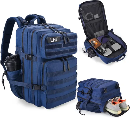 Vista 14 de LHI Mochila Táctica Militar para Hombres y Mujeres 45L Ejército 3 Días Mochila de Asalto Bolsa Mochila Grande con Sistema Molle