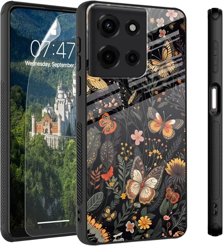 Vista 44 de Funda para Motorola Moto Edge 2022, cubierta trasera de vidrio templado con protector de pantalla, protección a prueba de golpes para Motorola Moto