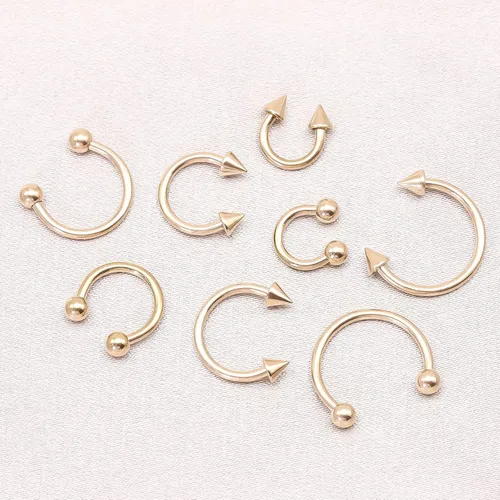 Vista 5 de BLISI G23 - Piercing de ceja de titanio sólido, anillos de cejas Gokd negro oro rosa plata rosa arco iris 16G barra curvada, joyería de labio