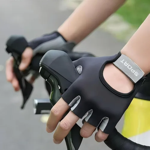 Vista 5 de Guantes de entrenamiento para gimnasio Guantes de levantamiento de pesas Guantes de ciclismo de dedo corto Guantes deportivos para hombres y mujeres