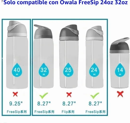 Vista 2 de 4 popotes de repuesto para Owala de 24 onzas, 32 onzas, popotes reutilizables con cepillo limpiador compatibles con botella de agua FreeSip de 24