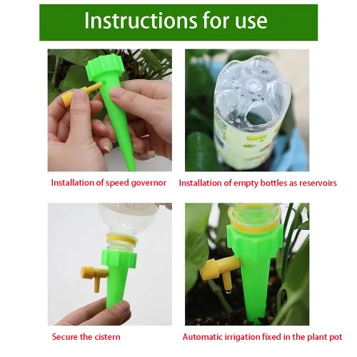 Vista 4 de 10 piezas de dispositivo de picos de riego automático para plantas, sistema de control automático de agua con válvula de liberación lenta, sistema