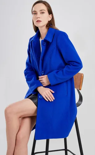 Vista 5 de chouyatou - Abrigo largo de lana para mujer, para otoño e invierno, abrigo elegante de una sola hilera de botones