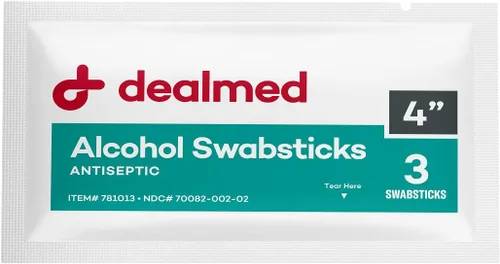 Vista 7 de Dealmed Hisopos de alcohol de 4 pulgadas, sellados individualmente, perfectos para kits de primeros auxilios portátiles, 3 hisopos/paquete, 25