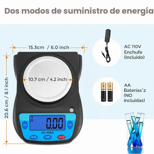 Vista 6 de Bonvoisin Balanza digital de laboratorio 600g x 0.01g, balanza electrónica de precisión, pantalla LCD, balanza analítica, balanza para joyas Negro