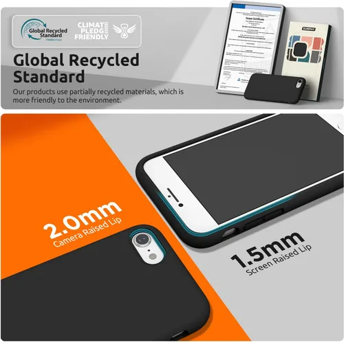 Vista 4 de Surphy - Carcasa de silicona compatible con iPhone SE 2020, iPhone 8, iPhone 7, funda de silicona líquida (con forro de microfibra) para iPhone 7
