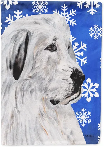 Vista 184 de Caroline's Treasures SC9374GF Bulldog English Snow flakes Holiday Garden Flag Buzón Bandera decorativa para patio exterior, patio, obras de arte
