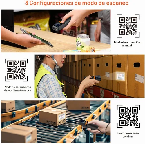 Vista 6 de Mini escáner de código de barras KUIIYER, lector de código de barras inalámbrico Bluetooth QR 1D 2D