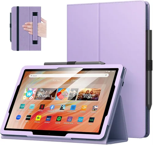 Vista 24 de MoKo - Funda para tablet Kindle Fire HD 10 y 10 Plus (11.ª generación, versión 2021), diseño delgado y plegable con función de encendido y apagado